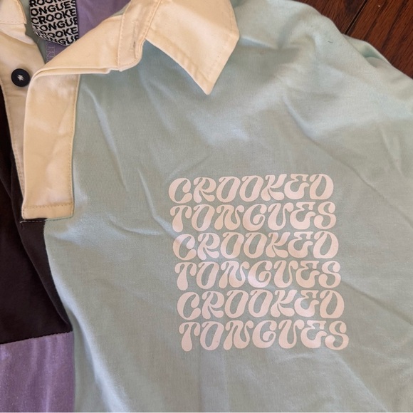 ASOS Men’s Crooked Tongues Colorblock Polo Long Sleeve Shirt  | Medium - Picture 4 of 6